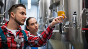 Brewery worker with CO2 Portable Detector