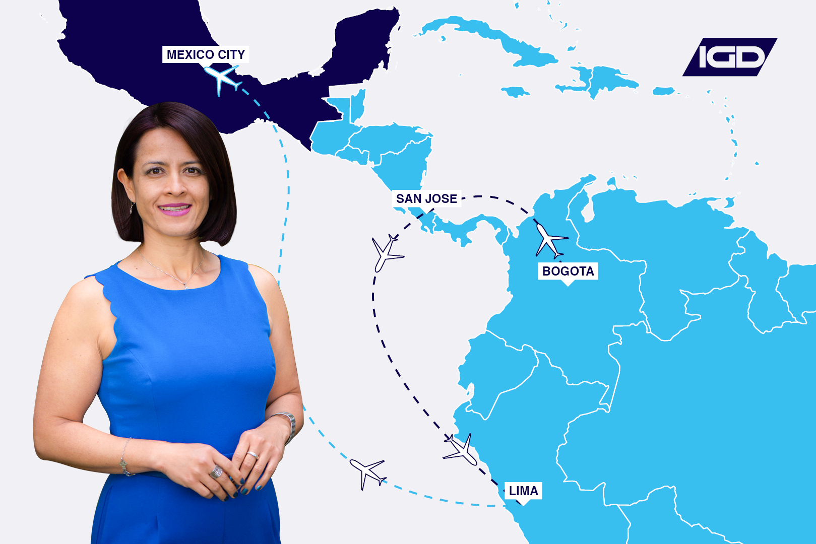 lorena and the route that she has taken around Latin America over the past year