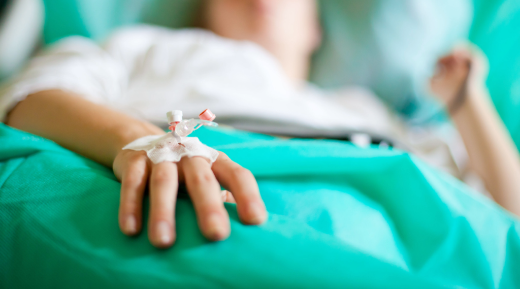 a patient in a maternity ward bed